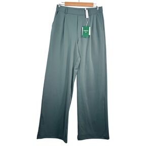 Halara HaloTek Air Wide Leg Trouser pants athleisure Green office 90s sz MT